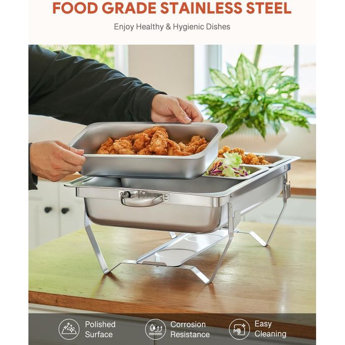 3PC Set - 9 Litres Durable Signature Heavy duty chaffing dishes  (Single + Double + Tripple Compartments)
