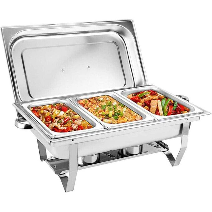 3PC Set - 9 Litres Durable Signature Heavy duty chaffing dishes  (Single + Double + Tripple Compartments)