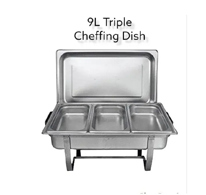 3PC Set - 9 Litres Durable Signature Heavy duty chaffing dishes  (Single + Double + Tripple Compartments)