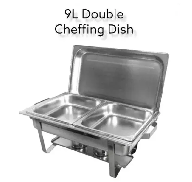 3PC Set - 9 Litres Durable Signature Heavy duty chaffing dishes  (Single + Double + Tripple Compartments)