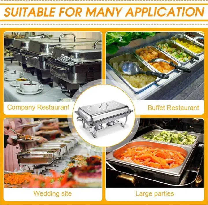 3PC Set - 9 Litres Durable Signature Heavy duty chaffing dishes  (Single + Double + Tripple Compartments)
