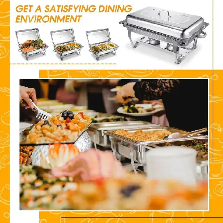 3PC Set - 9 Litres Durable Signature Heavy duty chaffing dishes  (Single + Double + Tripple Compartments)
