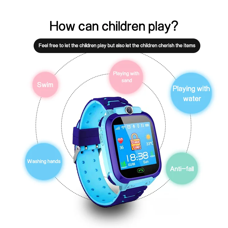 Q12 Kids Smartwatch Anti-lost 1.44 inch 380mAh Touchscreen SOS Waterproof Children's Smartwatch with SIM Card
