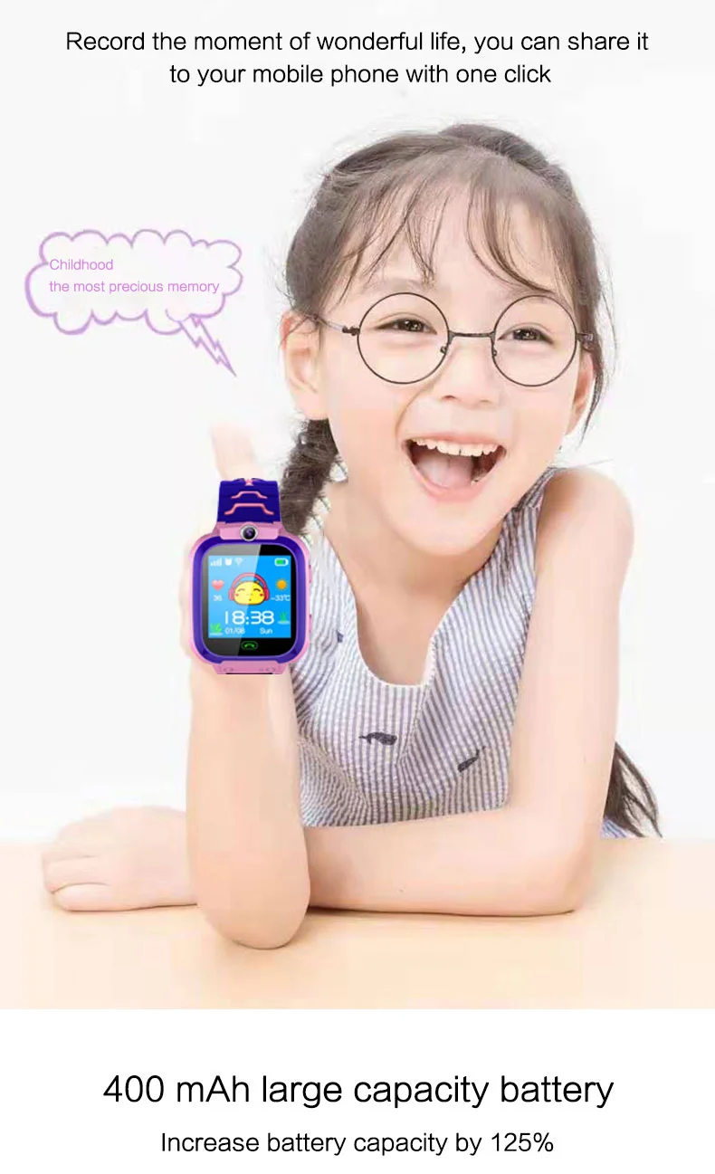 Q12 Kids Smartwatch Anti-lost 1.44 inch 380mAh Touchscreen SOS Waterproof Children's Smartwatch with SIM Card