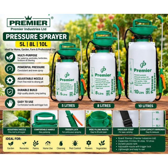 10 Ltrs Garden Pressure All Purpose Sprayer – Portable Hand Pump Chemical Weed Spray Bottle