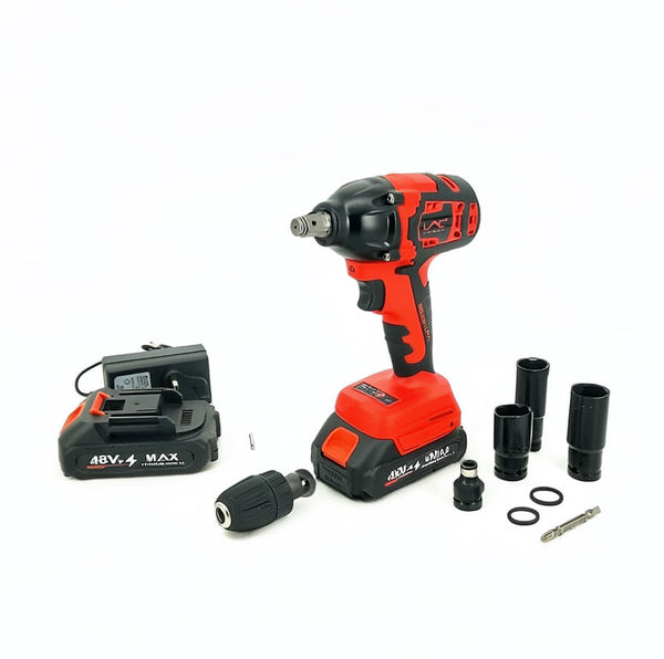 Lac wrench-kit 48v Cordless impact rechargeable electric drill gun with 2 batteries charger and carry case