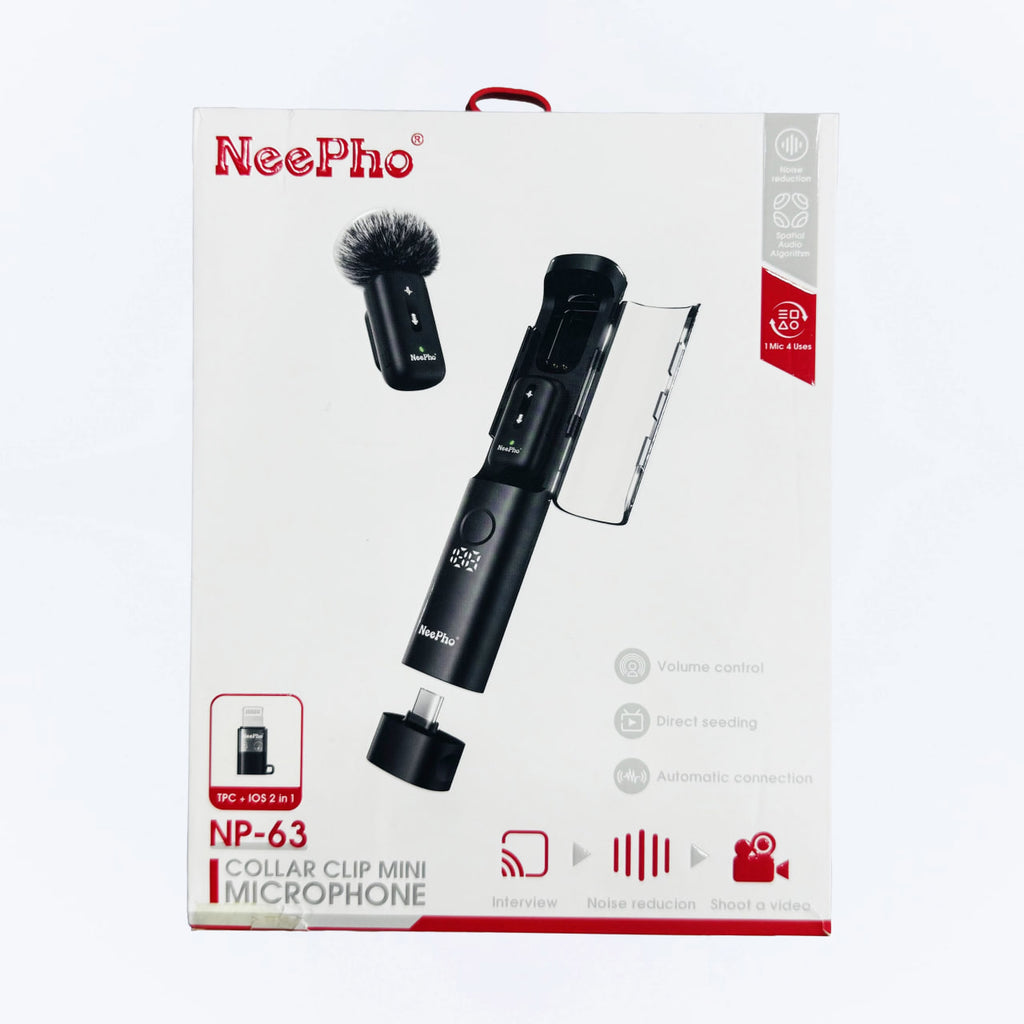 NeePho NP 63 Wireless Microphone – Portable Lavalier Mic for Clear Voice Recording