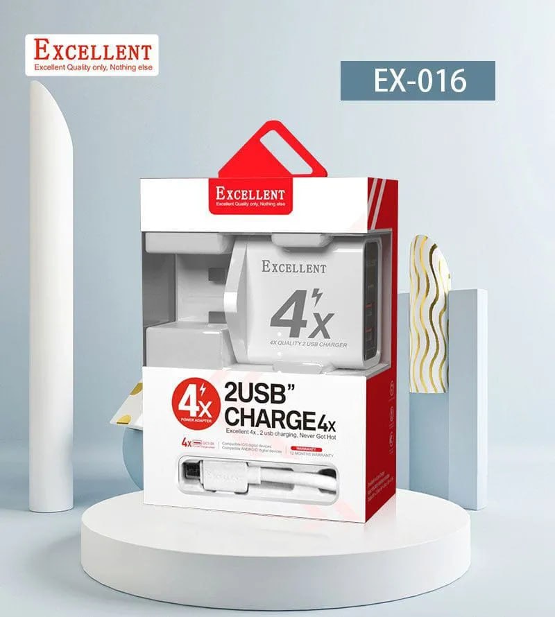 4X Quick Excellent Complete Charger With 2 USB Ports