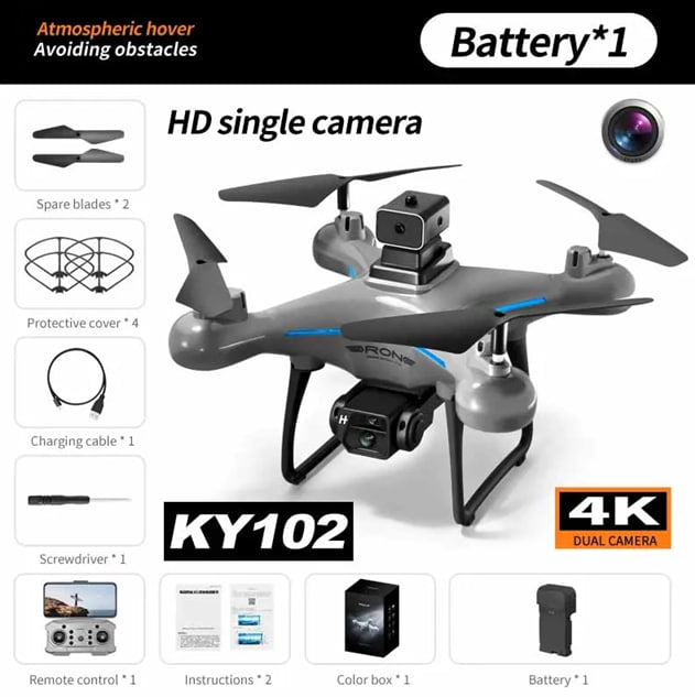K102 Mini RC Drone, Portable Quadcopter With 4K HD Dual Camera, 360 Degree Flips, Gesture Photography, Intelligent 4 Way Obstacle Avoidance