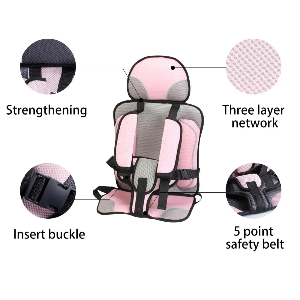 Adjustable Baby Car Seat Cushion with Thickening Sponge for Portable Child Safety and Travel Protection