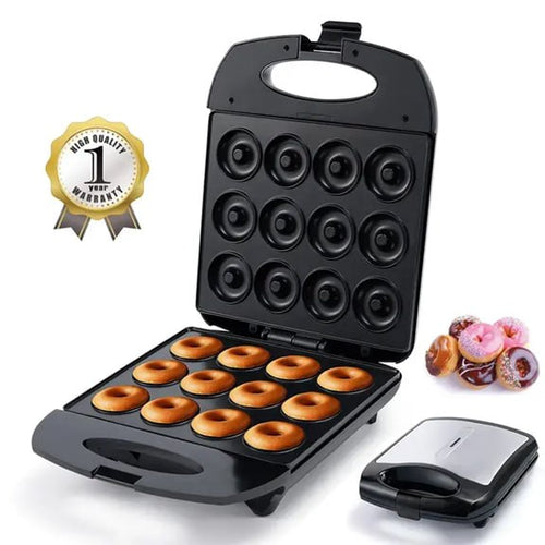 12 Hole Donut / Doughnut Maker with Non-Stick Heating and Overheating Protection