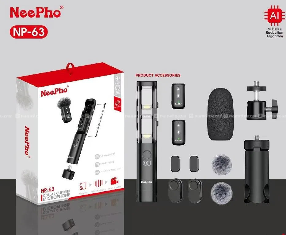 NeePho NP 63 Wireless Microphone – Portable Lavalier Mic for Clear Voice Recording